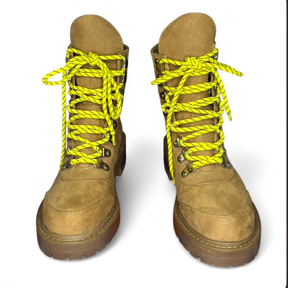 Women’s Combat Military Boots - Suede Brown - Size 7 - Hiker Style Ankle Boots